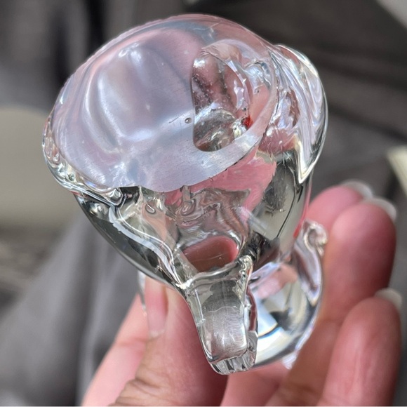 Vintage | Art Glass Clear Cat Swallowed A Fish In Belly Paperweight 3.25" Tall - Picture 10 of 13